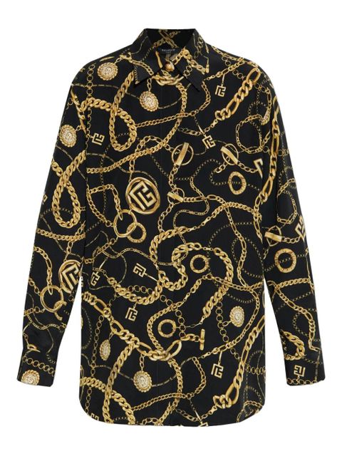 Balmain chain-print button-up shirt - Black - zdjęcie produktu nr 1