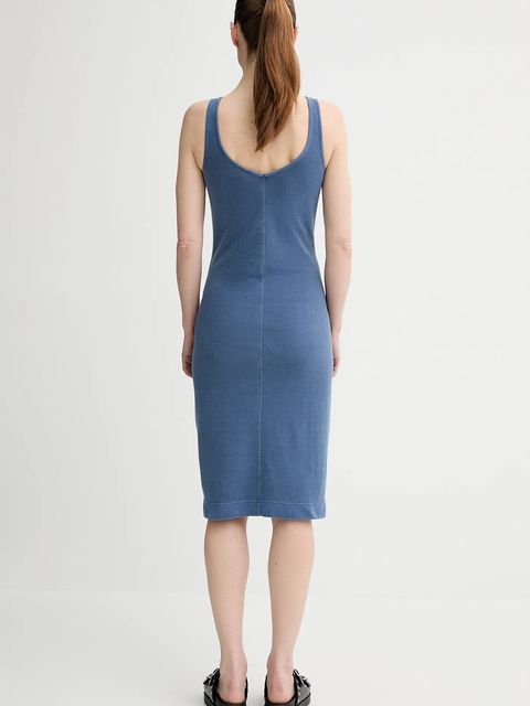 G-Star sukienka bawełniana kolor niebieski midi dopasowana D26593-E040