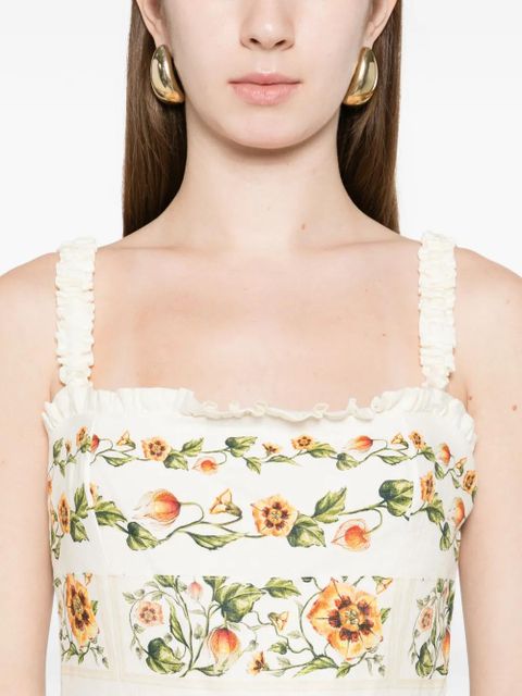 Agua By Agua Bendita Nispero Uchuva strappy floral midi dress - Neutrals