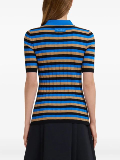 Marni striped polo top - Blue