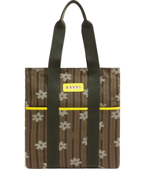 Marni floral striped tote bag - Brown - zdjęcie produktu nr 1