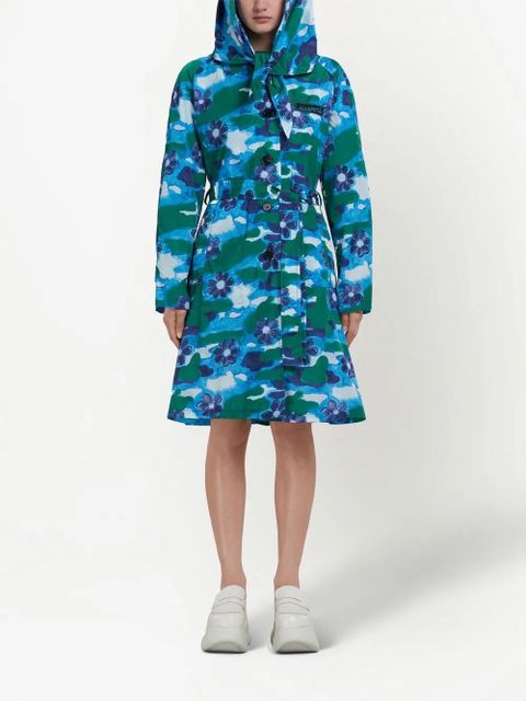 Marni all-over floral-print hooded coat - Blue - zdjęcie produktu nr 2
