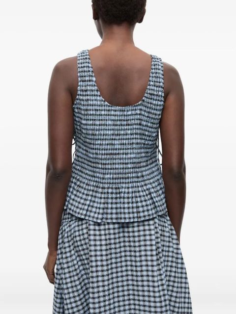 GANNI checkered top - Blue