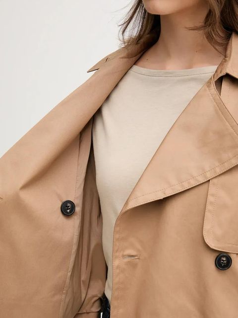 United Colors of Benetton kurtka bawełniana damski kolor brązowy przejściowy dwurzędowy 2RGCDW034