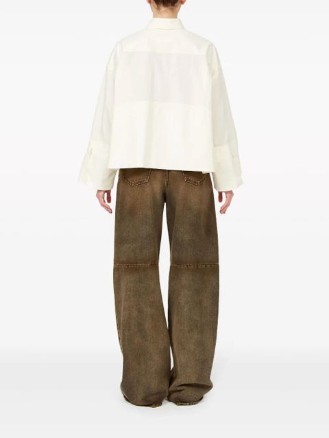 MM6 Maison Margiela logo-print poplin shirt - Neutrals