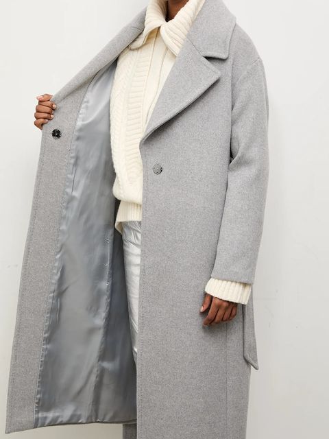 Answear Lab płaszcz wełniany kolor szary przejściowy oversize