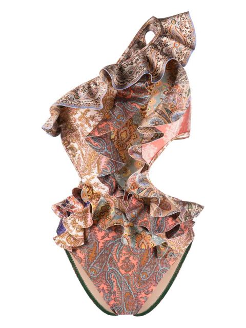 ZIMMERMANN Devi ruffled one-shoulder swimsuit - Neutrals - zdjęcie produktu nr 1