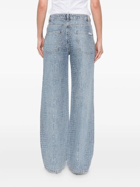 Self-Portrait crocodile-effect jeans - Blue