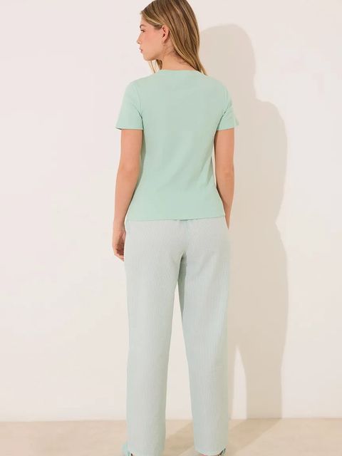 women'secret piżama bawełniana damska kolor zielony bawełniana 3599209