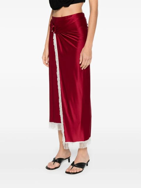 Rabanne fringe-detailing midi skirt - Red - zdjęcie produktu nr 2