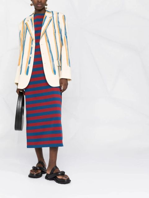 Marni striped single-breasted blazer - Neutrals