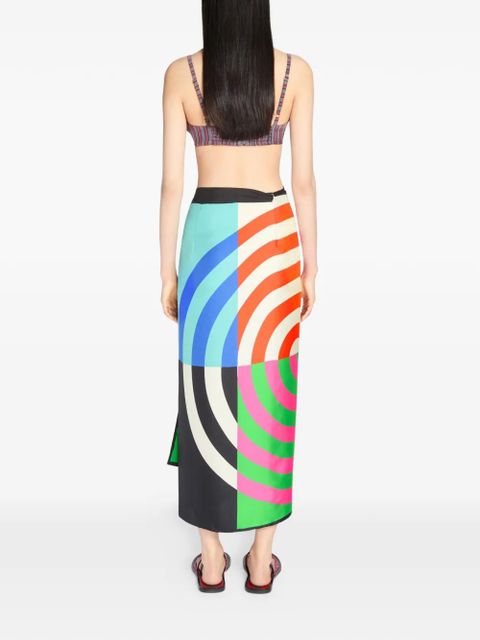 DRIES VAN NOTEN wrap printed midi skirt - Green