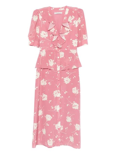Alessandra Rich floral-print midi dress - Pink - zdjęcie produktu nr 1
