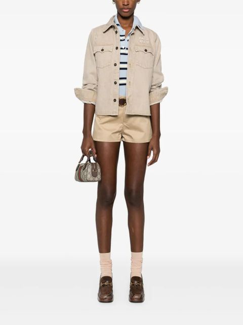 Miu Miu logo-appliqué denim jacket - Neutrals - zdjęcie produktu nr 2