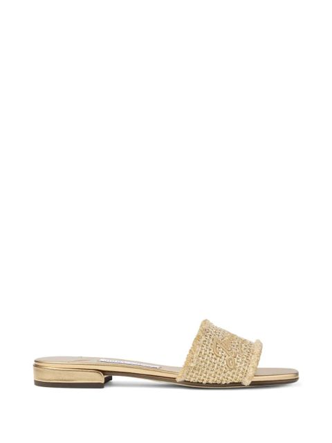 Jimmy Choo logo fringed flat sandals - Neutrals - zdjęcie produktu nr 1