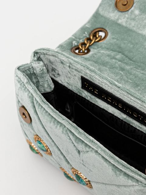 Kurt Geiger London torebka welurowa VELVET MINI KENSINGTON kolor zielony 5018373789