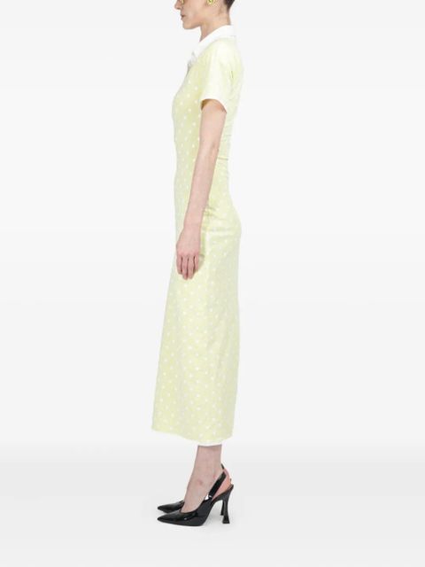 Rowen Rose polka-dot jersey midi dress - Yellow