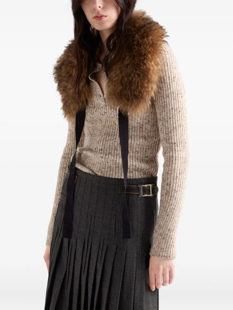 Prada ribbed-knit polo sweater - Neutrals