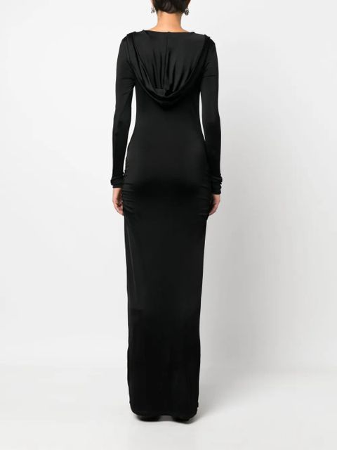 MISBHV draped-neckline hooded maxi dress - Black