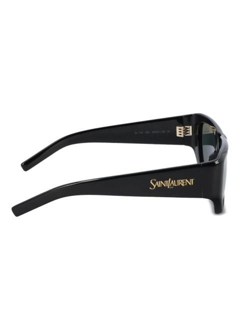 Saint Laurent Eyewear logo-plaque rectangle sunglasses - Black