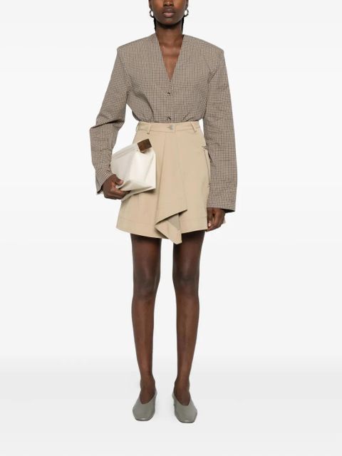 Nanushka checked v-neck shirt - Brown