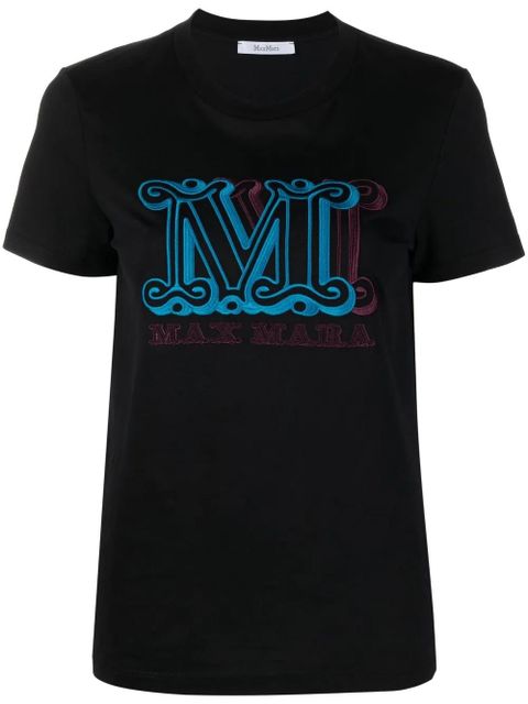 Max Mara logo-embroidered cotton T-shirt - Black - zdjęcie produktu nr 1