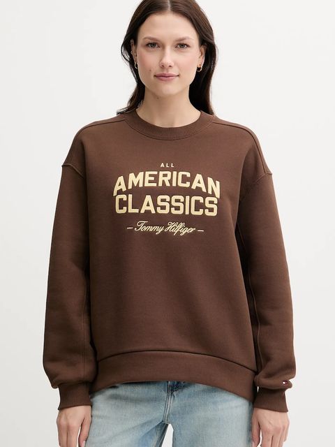 Tommy Hilfiger bluza damska kolor brązowy z aplikacją WW0WW45752 - zdjęcie produktu nr 1