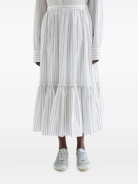 Jil Sander striped gathered midi skirt - White - zdjęcie produktu nr 2