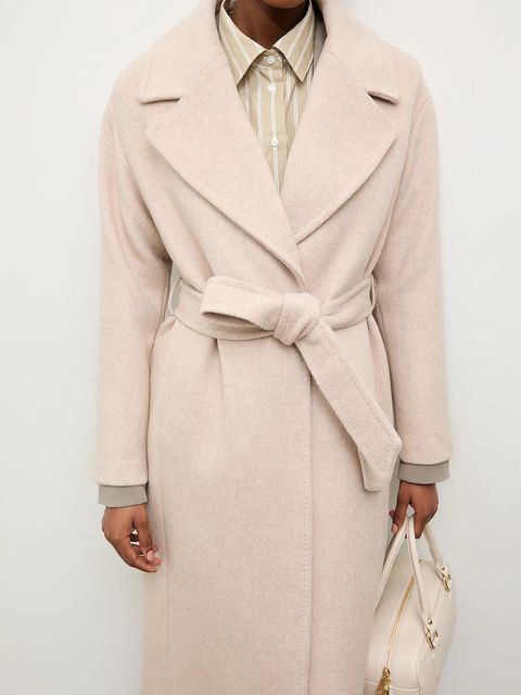 Answear.LAB płaszcz wełniany kolor beżowy przejściowy oversize