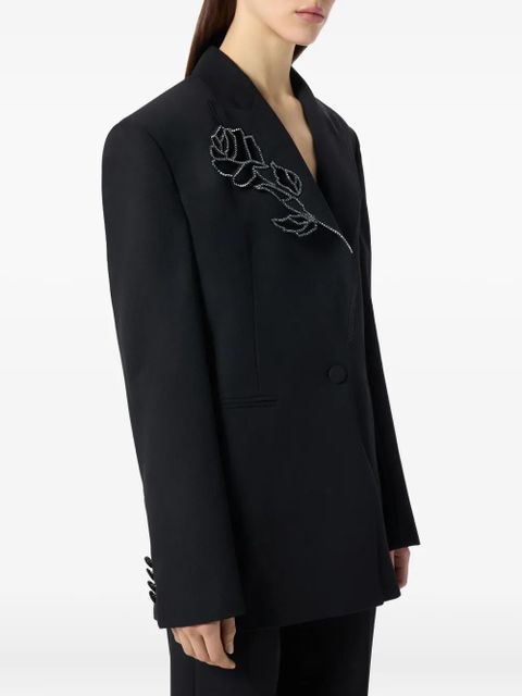 Blumarine embroidered-rose blazer - Black