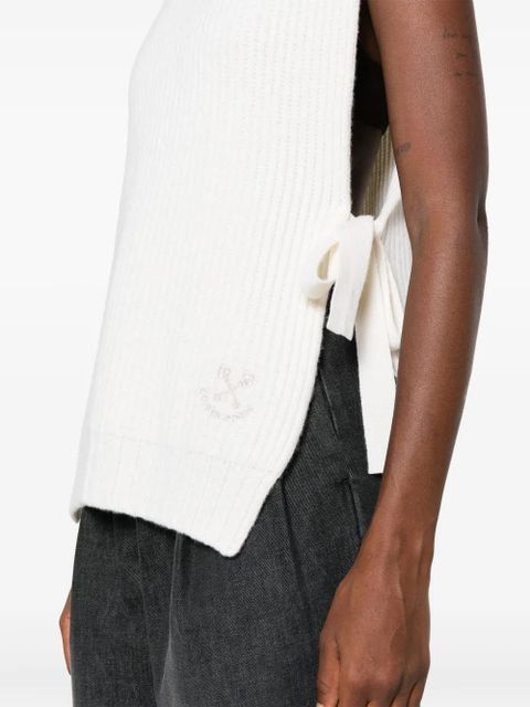 Golden Goose logo-embroidered fisherman's-knit vest - Neutrals
