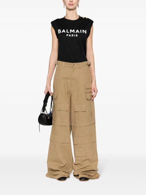 Balmain logo-print cotton tank top - Black - zdjęcie produktu nr 2