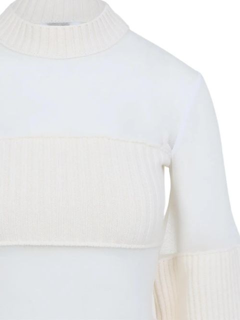 Jean Paul Gaultier wool short with mesh details dress - Neutrals