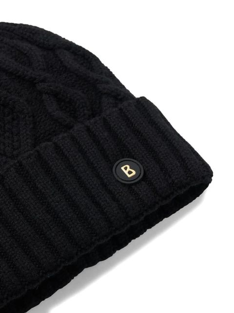 BOGNER cable-knit logo beanie hat - Black