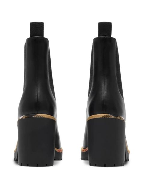 Burberry 85mm check-trim boots - Black