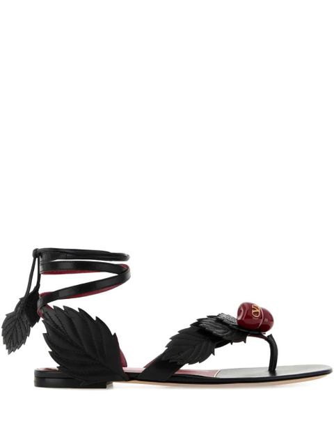 Valentino Garavani Cherryfic leaf leather sandals - Black - zdjęcie produktu nr 1