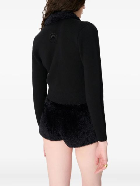 Marine Serre fluffy-knit short shorts - Black - zdjęcie produktu nr 2