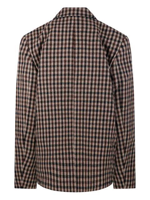 GANNI gingham check buttoned blazer - Brown - zdjęcie produktu nr 2