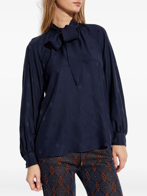 ETRO bow long-sleeved blouse - Blue