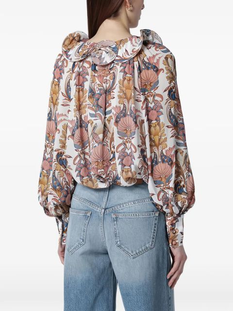 FARM Rio ruffled floral blouse - White