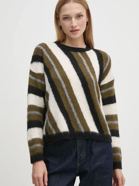 Sisley sweter z domieszką wełny damski kolor zielony 106QL105O