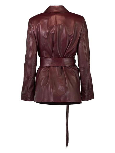 Max Mara Tolmin belted leather coat - Red