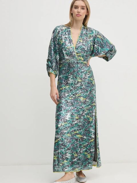 DIANE VON FURSTENBERG sukienka kolor zielony maxi prosta DVFGL3S006 - zdjęcie produktu nr 2