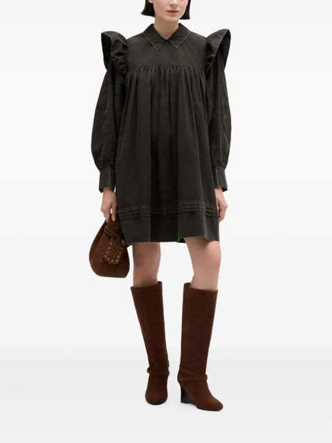 GANNI long-sleeve mini dress - Black