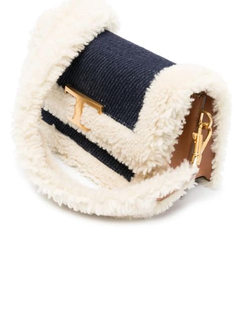Tod's shearling-trim crossbody bag - Blue