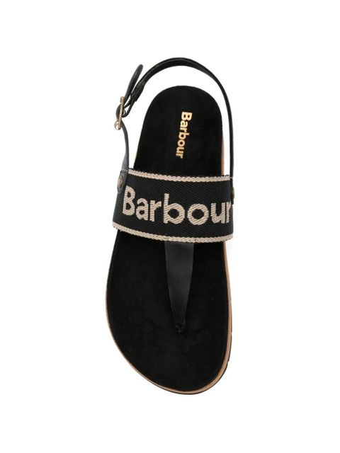 Barbour Lumley logo-embroidered slingback sandals - Black