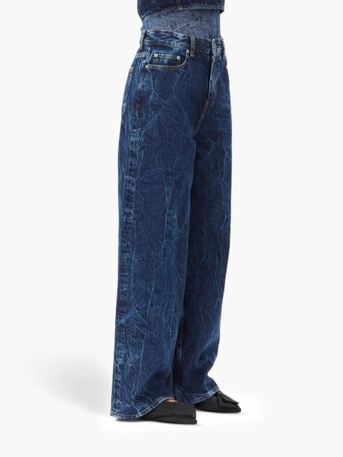 GANNI Marri crinkled-effect jeans - Blue