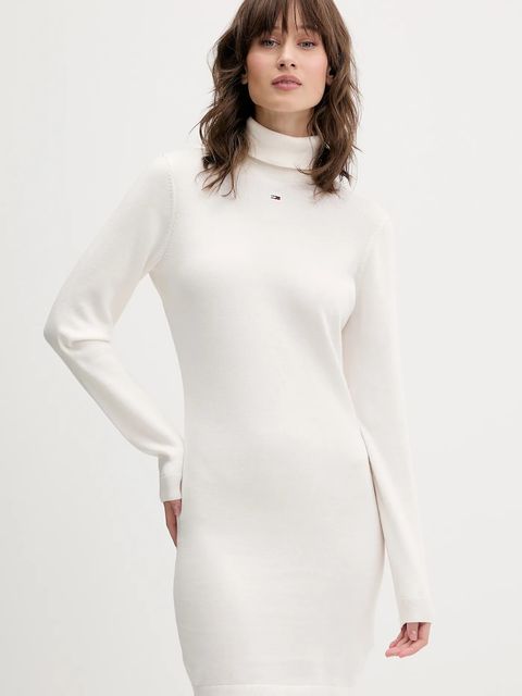 Tommy Jeans sukienka bawełniana kolor biały mini dopasowana DW0DW21958 - zdjęcie produktu nr 1