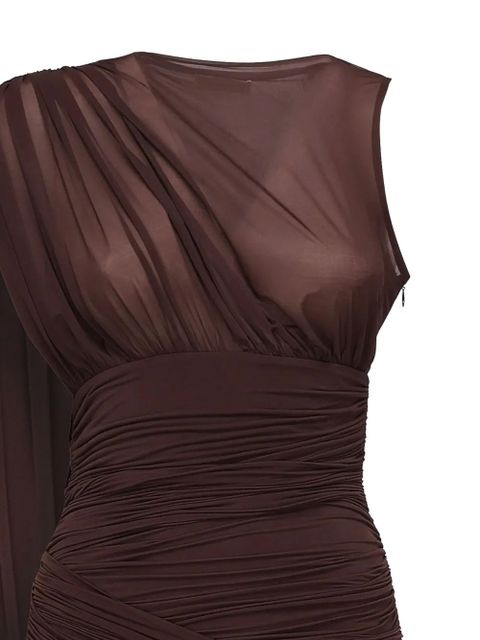 Magda Butrym draped one-shoulder mini dress - Brown