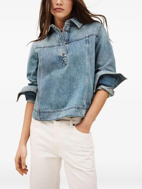 Ba&Sh Tavy buttoned polo top - Blue